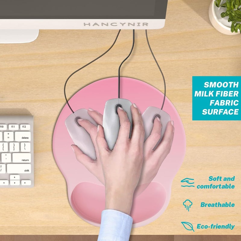 Hancynir Ergonomic Mouse Pad with Wrist Support, Comfortable Gel Mouse Pads Wrist Rest, Computer Mouse Pad with Non-Slip PU Base, Relief Mousepad for Gaming Work Home Desk Accessories Office Decor - Image 4